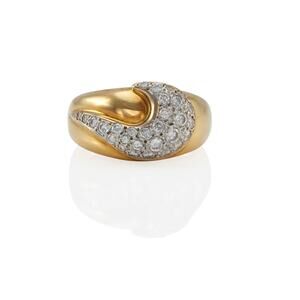 Vintage 18k Yellow Gold and Diamon Fortunoff Cocktail Ring